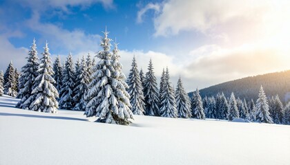 Obraz premium Serene Summer Landscapes, winter landscape with trees and snow.