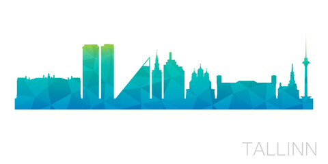Tallinn, Estonia Low Poly Skyline Clip Art City Design. Geometric Polygon Graphic Horizon Icon. Vector Illustration Symbol.