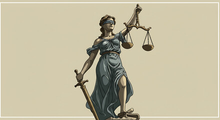 Dramatic Bronze Statue of Blindfolded Goddess of Justice Holding Sca (Lady Justice) les and Sword – Symbol of Law and Equality for International Justice Day