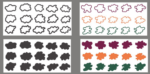 set of vector illustration text bubbles. there are colorful and black line text bubbles only. decoration for event greeting cards or event posters.