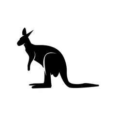 Black silhouette of kangaroo animal. Animal symbol