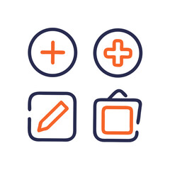 Professional design icons set add edit plus medical isolated cutout