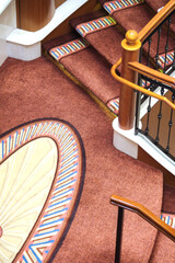 Opulent Art Deco interior architecture inside lobby, atrium or foyer on modern ocean liner style...