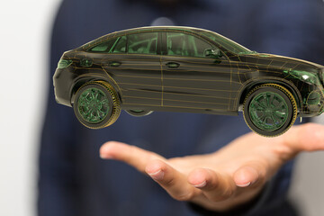 High-quality 3D rendering of a black luxury SUV.  Perfect for automotive, technology, and design...