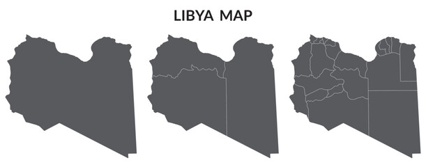 Libya map in set. Map of Libya in set with grey color
