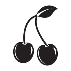 Cherry Icon Silhouette – Minimalist Vector Illustration cherry icon, silhouette design, minimalist illustration, vector art, fruit symbol, simple graphic, berry icon, fresh cherry, black and white