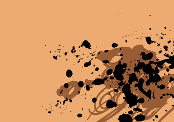 Abstract background with doodles and ink drops