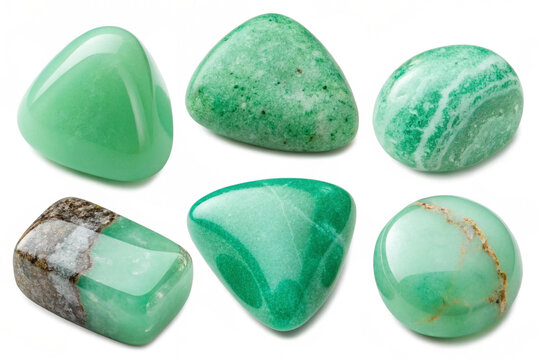 Six Polished Chrysoprase Tumbled Stones Vibrant Green Gemstones - Powered by Adobe