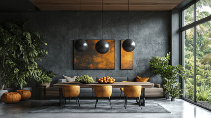 Sophisticated room with Scandinavian furniture, modern decor, and natural light