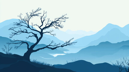 Mountain landscape composition