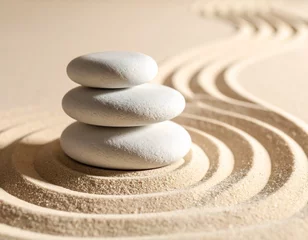 Photo sur Plexiglas Zen Stones and Sand Pattern – Calm, Minimal Mindfulness