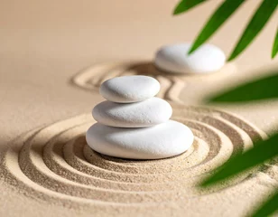 Photo sur Plexiglas Zen Stones and Sand Pattern – Calm, Minimal Mindfulness