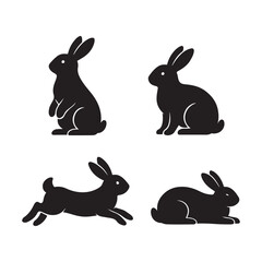 vector illustration of rabbits silhouettes