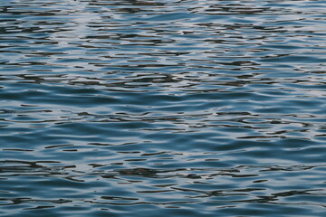 Golden blue sparkling water under the sunset