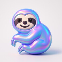 Naklejka premium Colorful holographic sloth illustration.