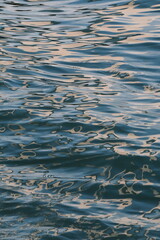 Golden blue sparkling water under the sunset