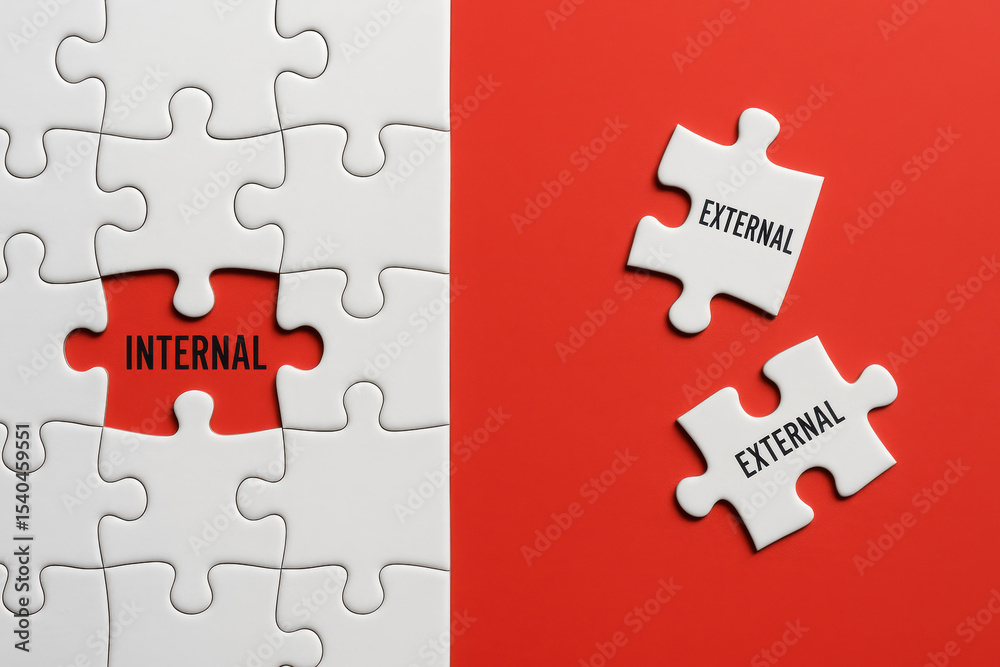 Poster this highlights the contrast between internal structure and external components through a jigsaw puz