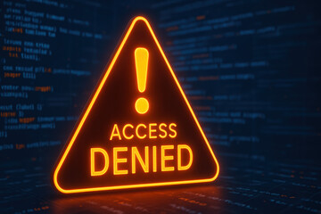 A striking neon warning sign emphasizes restriction and security symbolizing controlled access and caution in digital business environments