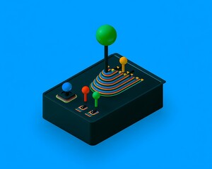 Retro game controller, isometric style