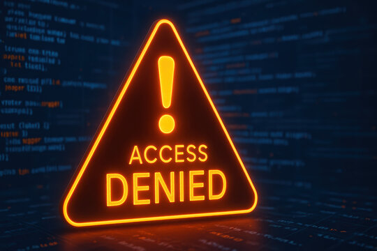 A striking neon warning sign emphasizes restriction and security symbolizing controlled access and caution in digital business environments