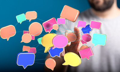 Abstract image depicting interconnected speech bubbles, symbolizing communication and networking.