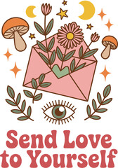 Love to Yourself Selfcare Boho Clipart Quote PNG