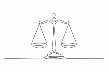 Continuous line drawing of scales of justice