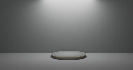 Grey Circular Display Platform in Neutral Studio Light for Product Mockup and Promotion 3D Render