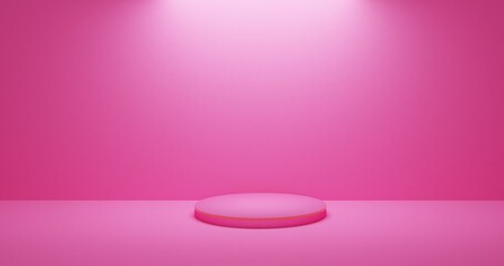 Pink Elegant Podium with Spotlight in Empty Room for Cosmetic or Fashion Showcase 3D Render