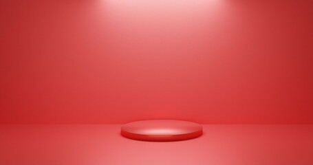Red Stylish Pedestal with Focus Light for Luxury Item Presentation and Display 3D Render