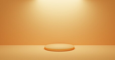Yellow Smooth Platform with Dramatic Lighting for Branding, Marketing Presentation 3D Render