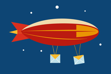 Fototapeta premium a christmas postal airship dock glowing red 