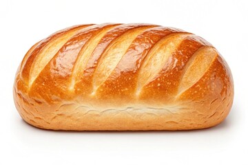 Golden crusty loaf of freshly baked bread deliciously aromatic and soft white bread perfect for sandwiches or toast eat food meal