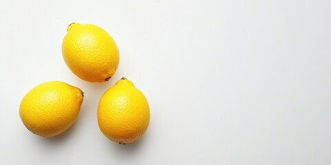 Vibrant Trio: A trio of sun-kissed lemons, bursting with zesty flavor, are artfully arranged, evoking freshness and culinary potential.