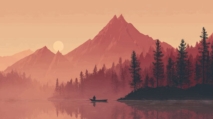 Mountain lake landscape composition