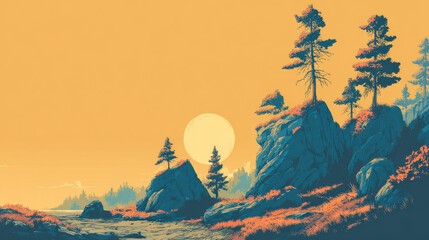 Mountain landscape composition