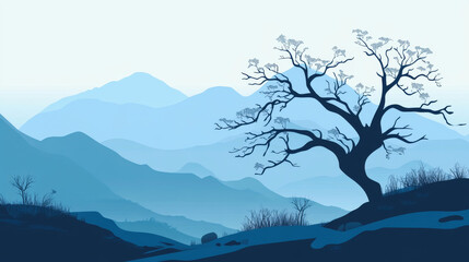 Mountain landscape composition