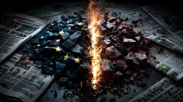 Zerrei&szlig;ende Grenze zwischen EU und Gro&szlig;britannien als Symbol der Spaltung
