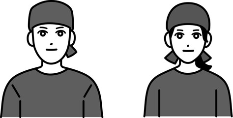 笑顔の男女のラーメン屋の店員のアバター