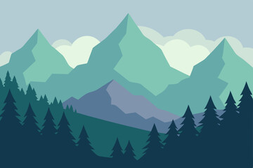 Serene Mountain Landscape Majestic Peaks and Verdant Forests