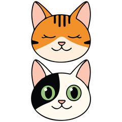 Funny cats emotions set vector isolated white background