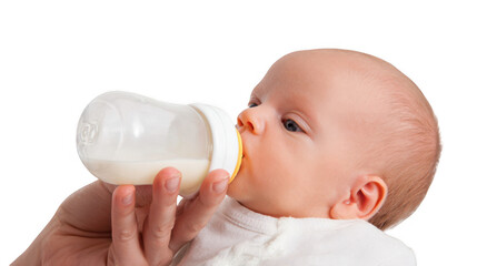Doctor feeding a newborn baby with a milk bottle in a neonatal intensive care unit, highlighting the nurturing bond between caregiver and infant in a medical setting