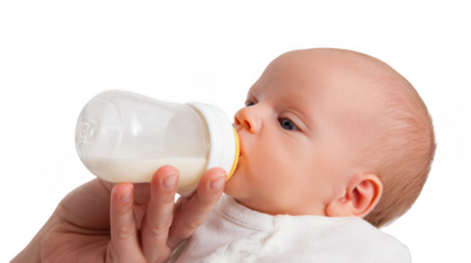 Doctor feeding a newborn baby with a milk bottle in a neonatal intensive care unit, highlighting the nurturing bond between caregiver and infant in a medical setting