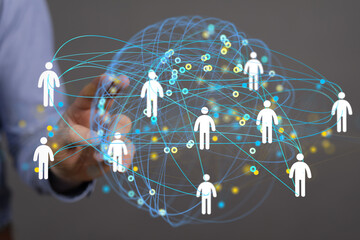 Image depicts a global network, showcasing interconnected people and data flow. Ideal for...