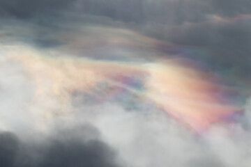 Iridescent Pileus Cloud on the sky
