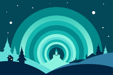 Naklejka premium a glowing aurora tunnel spiraling above rooftops 