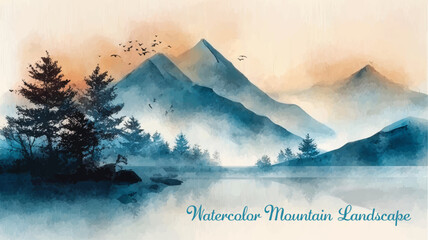 Mountain lake landscape composition
