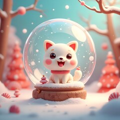 Cute Saiga Character Holding Foggy Snow Globe in Fantasy World