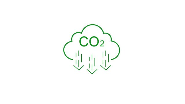 CO2 Emission and Reduction Icon Animation. An animated environmental symbol representing carbon dioxide  emissions  
