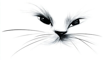 A stylized head of a funny cat